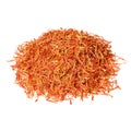 Heap pile of saffron stamens isolated on white background. Royalty Free Stock Photo