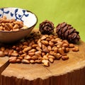 Heap of pine nut close up Royalty Free Stock Photo