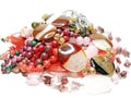 Heap of pink semigem beads