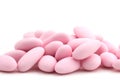 Heap of pink sugared almonds