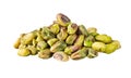 A heap of pistachio nuts isolated on white