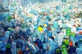 Heap of plastic bottles, a concept of plastic waste and its impact on our ecosystems. Generative AI illustration