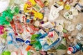 Heap of plastic garbage, food packaging that pollutes the environment