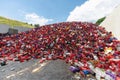 Heap of plastic waste lanterns sorted for recycling