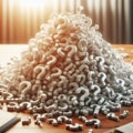 Heap of Question Marks on Table, Concept Representing Confusion, Questions, or Solutions