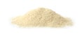 Heap of quinoa flour on white background