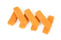 Heap of Raw Fish Sticks Isolated on White Royalty Free Stock Photo