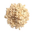Heap of raw oatmeal on white background Royalty Free Stock Photo
