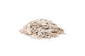 Heap of raw shelled sunflower seeds isolated on white background from above Royalty Free Stock Photo