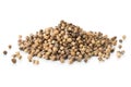 Heap of raw, unprocessed organic coriander or cilantro seeds on