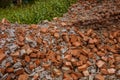 Heap of the red bricks which have stayed at home after destroyed Royalty Free Stock Photo