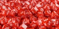 Heap of red cubes or dice with percent sign symbol, sale, discount or sales price reduction concept background, selective focus Royalty Free Stock Photo