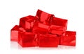 Heap of red jelly cubes on background Royalty Free Stock Photo