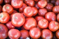 Heap of red tomatoes in food crate at farmer market in Washington, USA Royalty Free Stock Photo