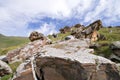 Heap of rocks in the valley in Caucasus mountains Royalty Free Stock Photo