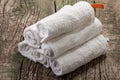 Heap roll white towels