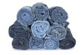 Heap rolls of jeans Royalty Free Stock Photo