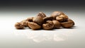 a heap of rosted coffee beans on a white background Royalty Free Stock Photo