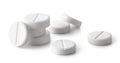 Heap of white round pills or tablets Royalty Free Stock Photo