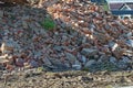 Heap of rubble after demolition of an old residential house Royalty Free Stock Photo