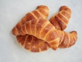 heap of a rustic artisan french croissants Royalty Free Stock Photo