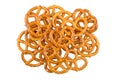 Heap of salted pretzels isolated on white background Royalty Free Stock Photo