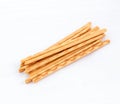 Heap of salty sticks isolated on white background Royalty Free Stock Photo