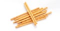 Heap of salty sticks isolated on white background Royalty Free Stock Photo