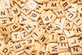 Heap of scrabble tile letters from above Royalty Free Stock Photo