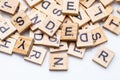 Heap of scrabble tile letters from above Royalty Free Stock Photo