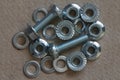 Heap of screws nuts washers Royalty Free Stock Photo