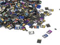 Heap of SD and microSD memory cards Royalty Free Stock Photo