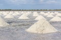 Heap of sea salt in salt farm ready for harvest. Royalty Free Stock Photo
