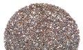 Heap of sermicircular shaped chia seeds. Top view. Macro close-up. With copy space Royalty Free Stock Photo