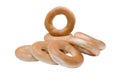 Heap of small bagels on white background Royalty Free Stock Photo