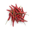 Heap of Small Very Hot Chili Peppers Isolated on White Background Royalty Free Stock Photo