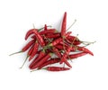 Heap of Small Very Hot Chili Peppers Isolated on White Background Royalty Free Stock Photo