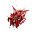 Heap of Small Very Hot Chili Peppers Isolated on White Background Royalty Free Stock Photo