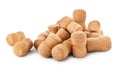 Heap of sparkling wine corks on background Royalty Free Stock Photo