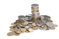 Heap and stack of uah coins Royalty Free Stock Photo