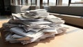 Heap stacked office papers piled paperwork Royalty Free Stock Photo