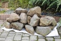 Heap of stones that are prepared to arrange decorations in the garden