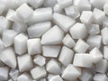 heap of sugar cubes as background closeup