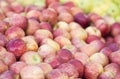 Heap sweet fresh red apples. Fall harvest, farming agricultural concept selective focus