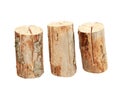 Heap of three logs with a built in lighter isolated on a white