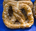 Heap of traditional pretzel on table