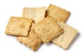 Heap of traditional thin Italian Fornaccini crackers close up on white background