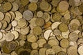 Heap of the ukrainian coins for background