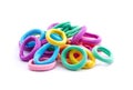 Heap of various hair ties. Multicolored elastics isolated on white background Royalty Free Stock Photo