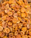 Heap of very dried apricots as background